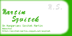 martin szvitek business card